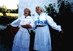 Kulvi Kaus and sister-in-law in Estonian national dress