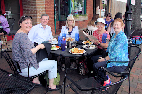 Lunch in Marietta, in May 2014, during the Society visit to the USA - (left to right) Dr. Ute Klatt, Michael Horlemann, Iris Clarke, Glenis Dyer, Fiona Woolfenden©Ken Woolfenden