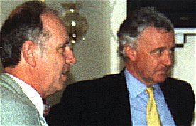 Werner Stastny, left, translating a question for Raymond Evison, right