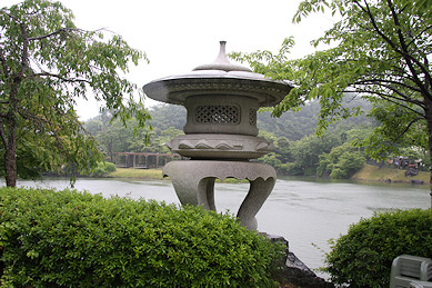 View across the lake at Kasui Lily Gardens
