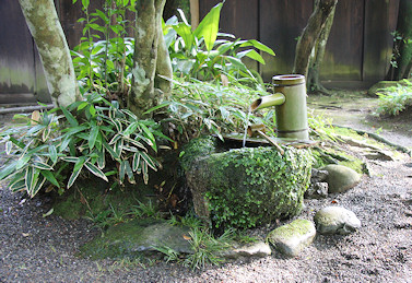 Old farmhouse courtyard with water basin