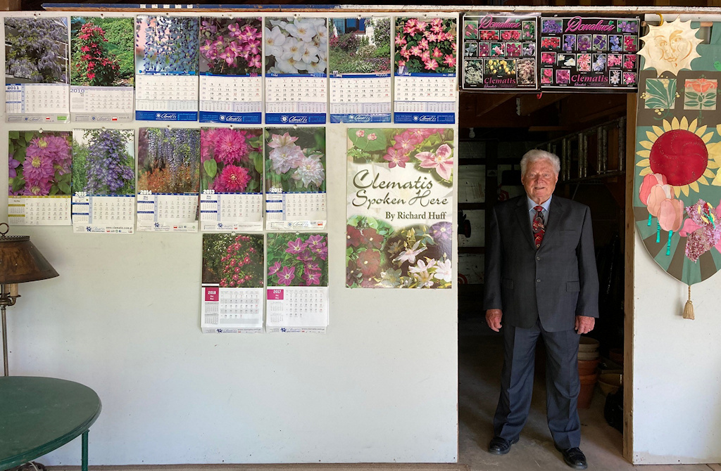 Richard Huff and his calendars, shortly after his 93rd birthday, May 2021